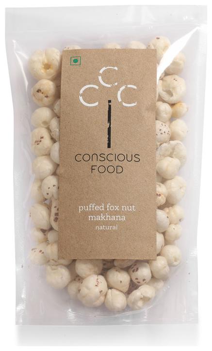 

Conscious Food Raw Fox Nut Puffed (Makhana) 50 g (Pack of 2 ) Low Calorie Healthy Snack Plain Unflavoured good for Weight Loss good for Fasting