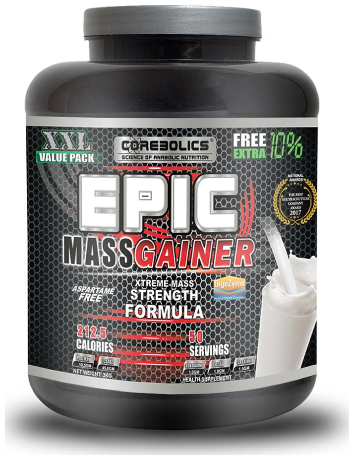 

Corebolics Epic Mass Gainer 3 kg (Chocolate Milkshake) - (Shaker Free)