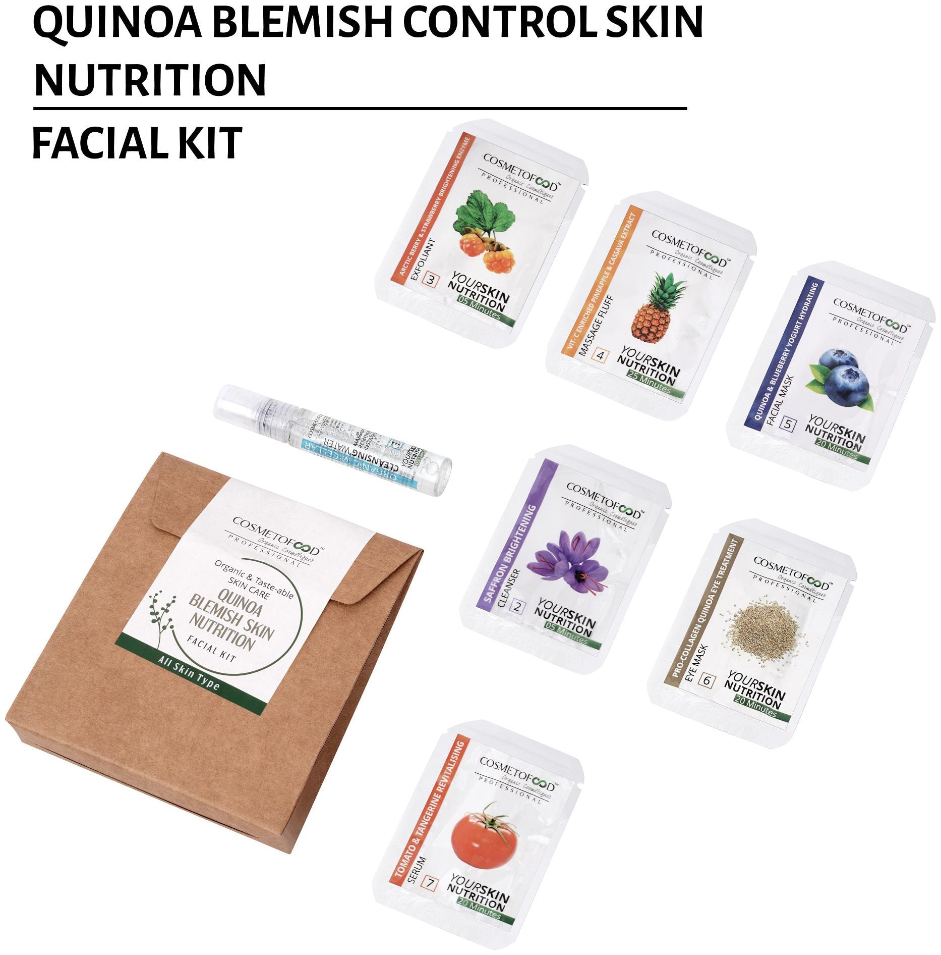 

Cosmetofood Professional Quinoa Blemish Control Skin Nutrition Facial Kit 35 ml For Men And Women (Pack Of 1)