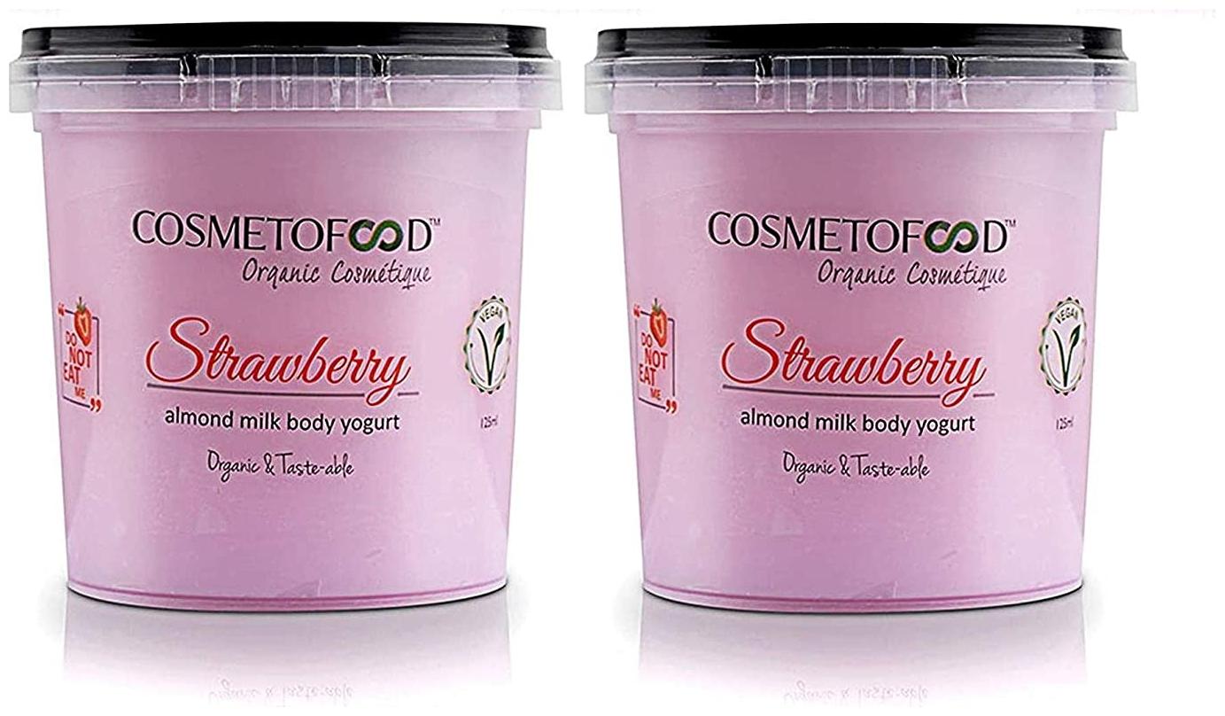 

Cosmetofood Organic Strawberry Body Yogurt Body Moisturizer For Combination Skin With Fast Absorbing And Non Greasy (125 ml) (Pack Of 2)