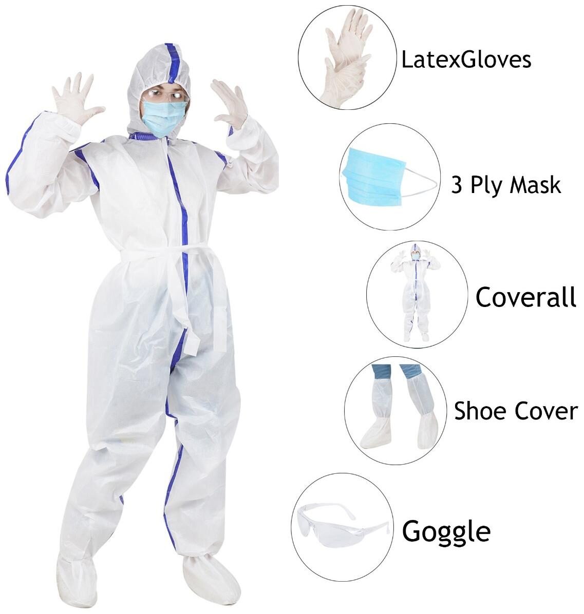 

Cozier PPE Kit Medical Disposable Protective Coverall Suits for Ward Hospital Laboratory (Pack of 10)
