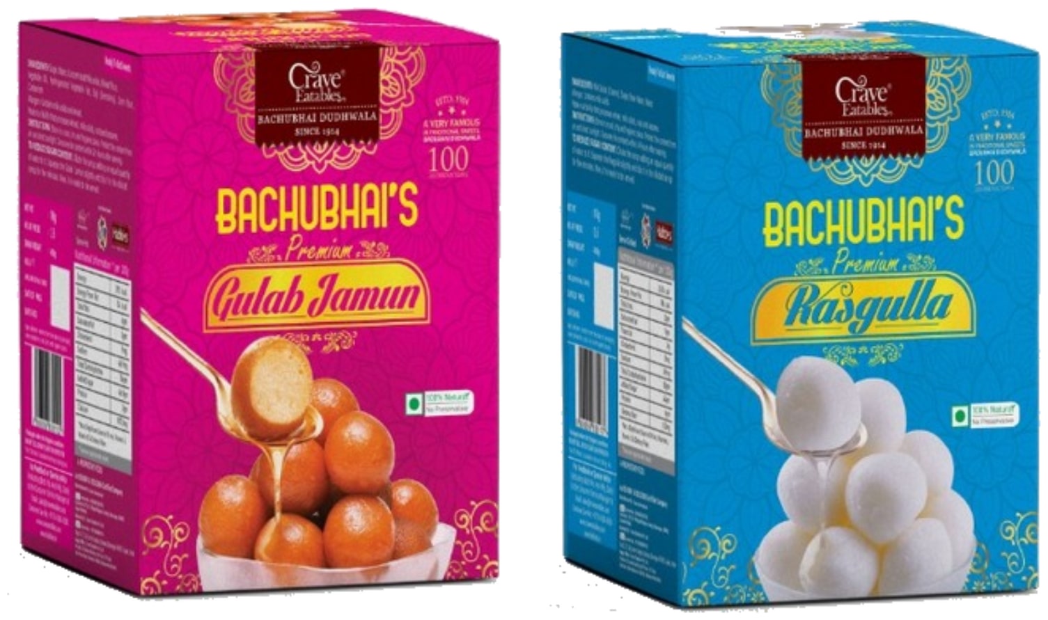 

Crave Eatables Bachubhai s Gulab Jamun 1 kg Rasgulla 1 kg ( Pack of 2 )