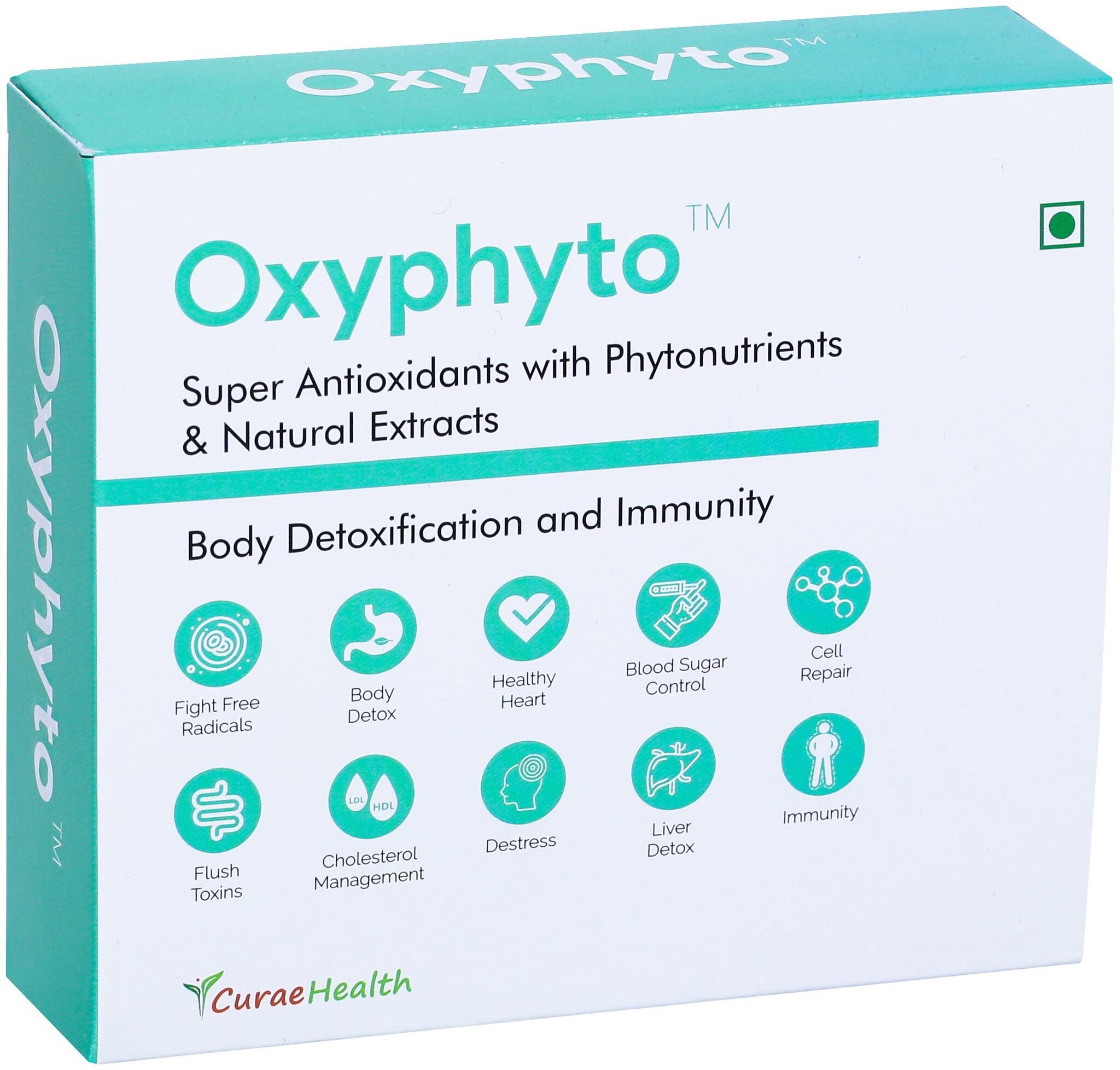 

Curae Health Oxyphyto Super Antioxidants with Phytonutrients and Natural Extracts for Body Detox Immunity Booster 60 Vegan Tablets