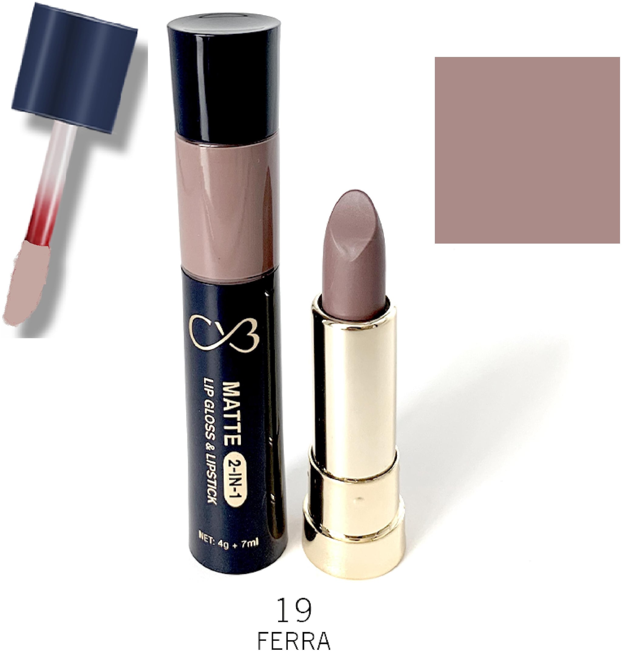 

CVB Paris Matte 2in1 Lipgloss 7ml Lipstick 4g Shade 19 (Color-Nude)