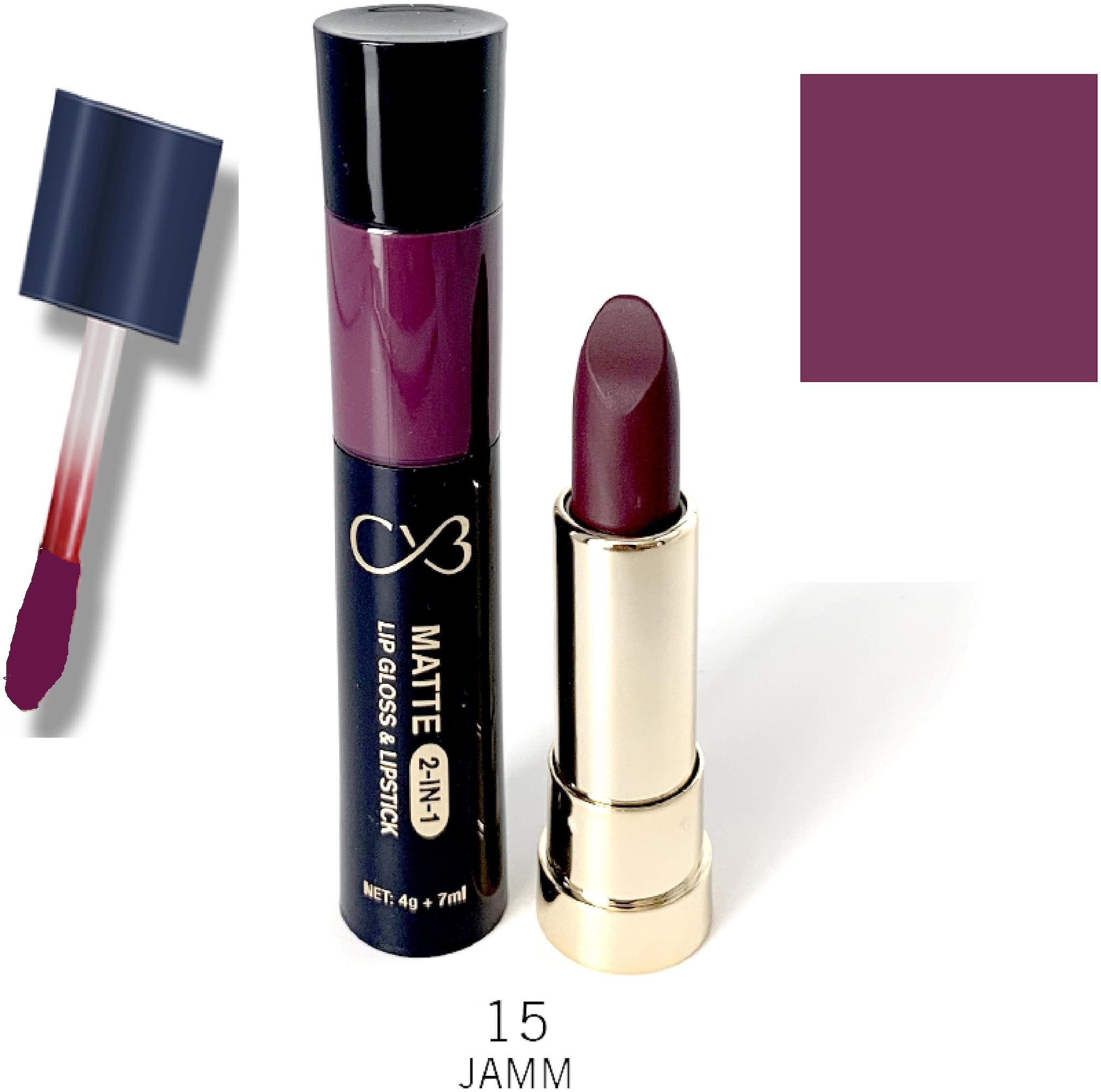 

CVB Paris Matte 2in1 Lipgloss 7ml Lipstick 4g Shade 15 (Pack of 2)
