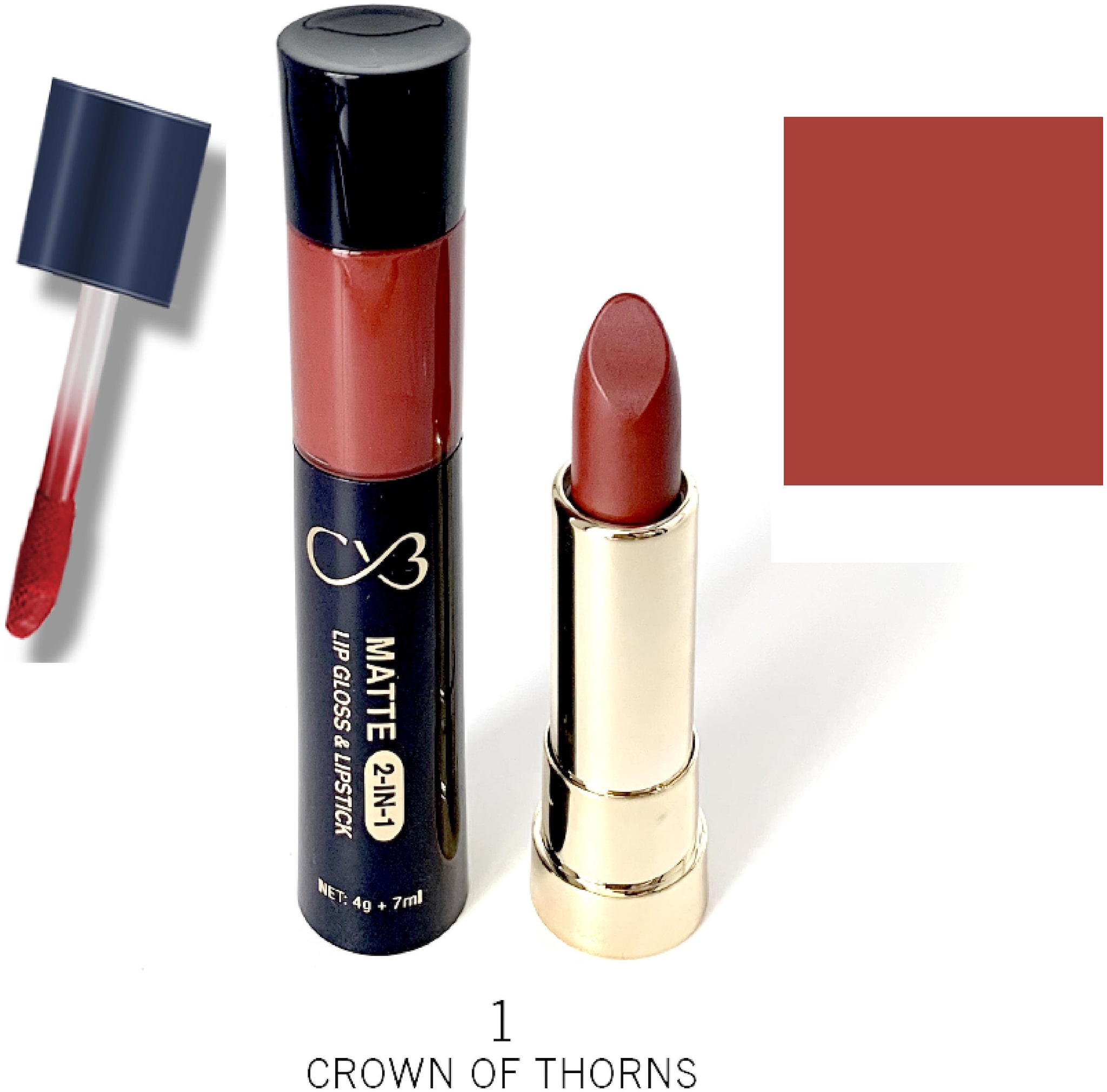 

CVB Paris Matte 2in1 Lipgloss 7ml Lipstick 4g Shade 1 (Color-Maroon)