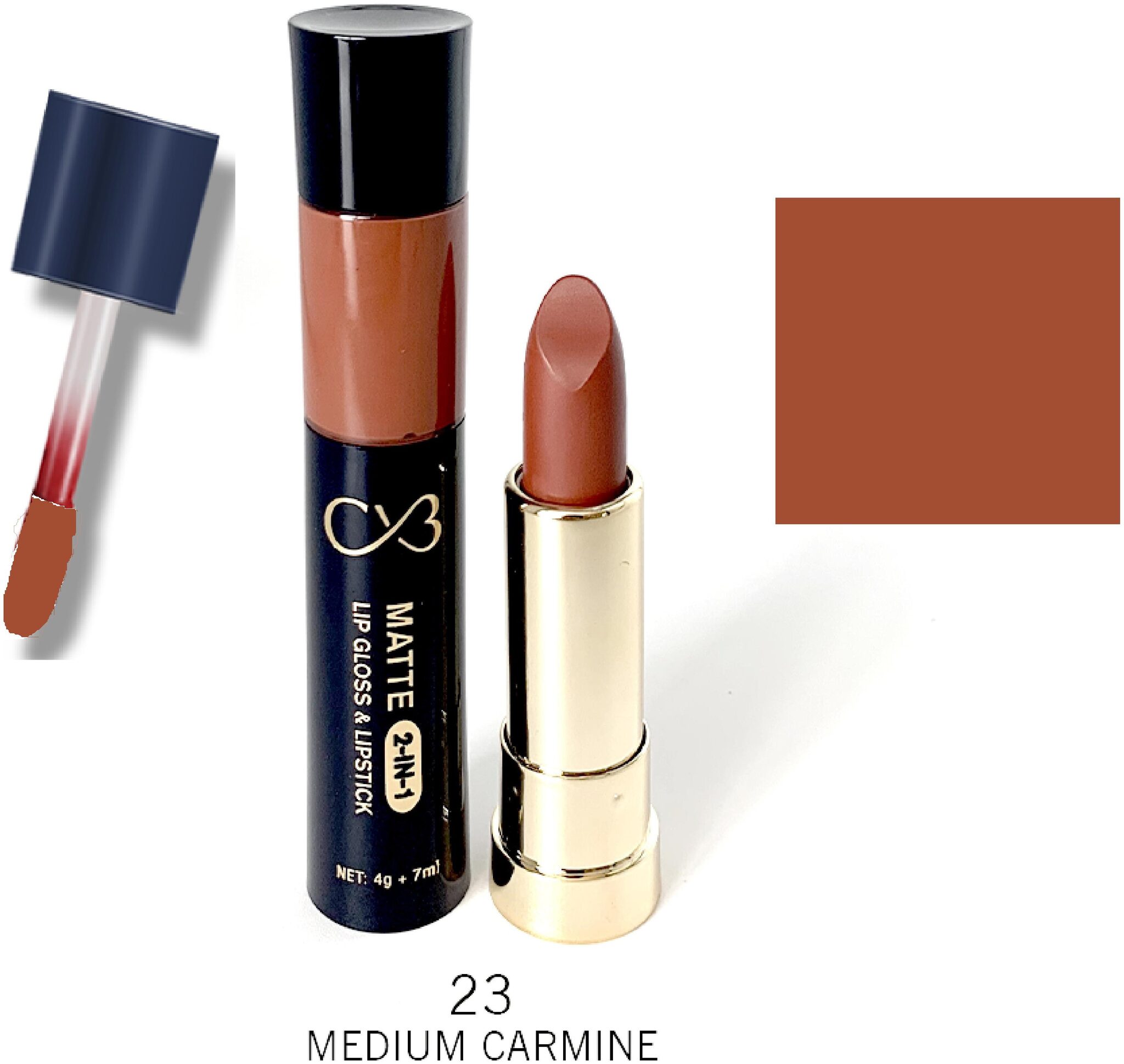 

CVB Paris Matte 2in1 Lipgloss 7ml Lipstick 4g Shade 23 (Color-Brown)