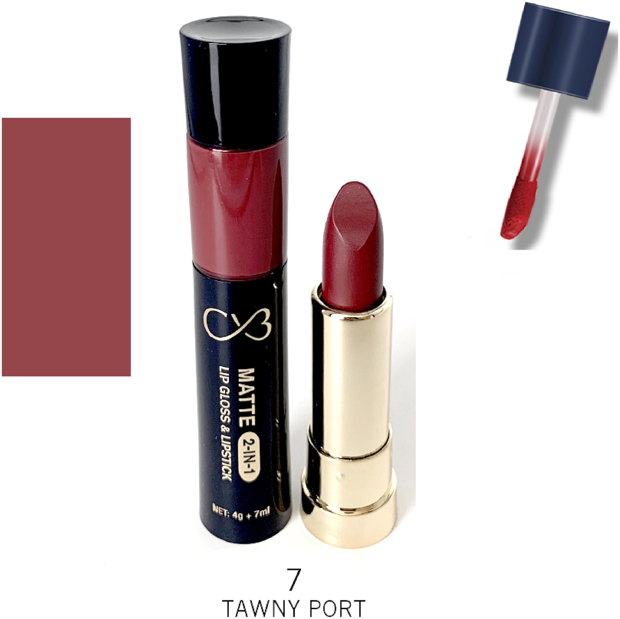 

CVB Paris Matte 2in1 Lipgloss 7ml Lipstick 4g Shade 7 (Color-Maroon)