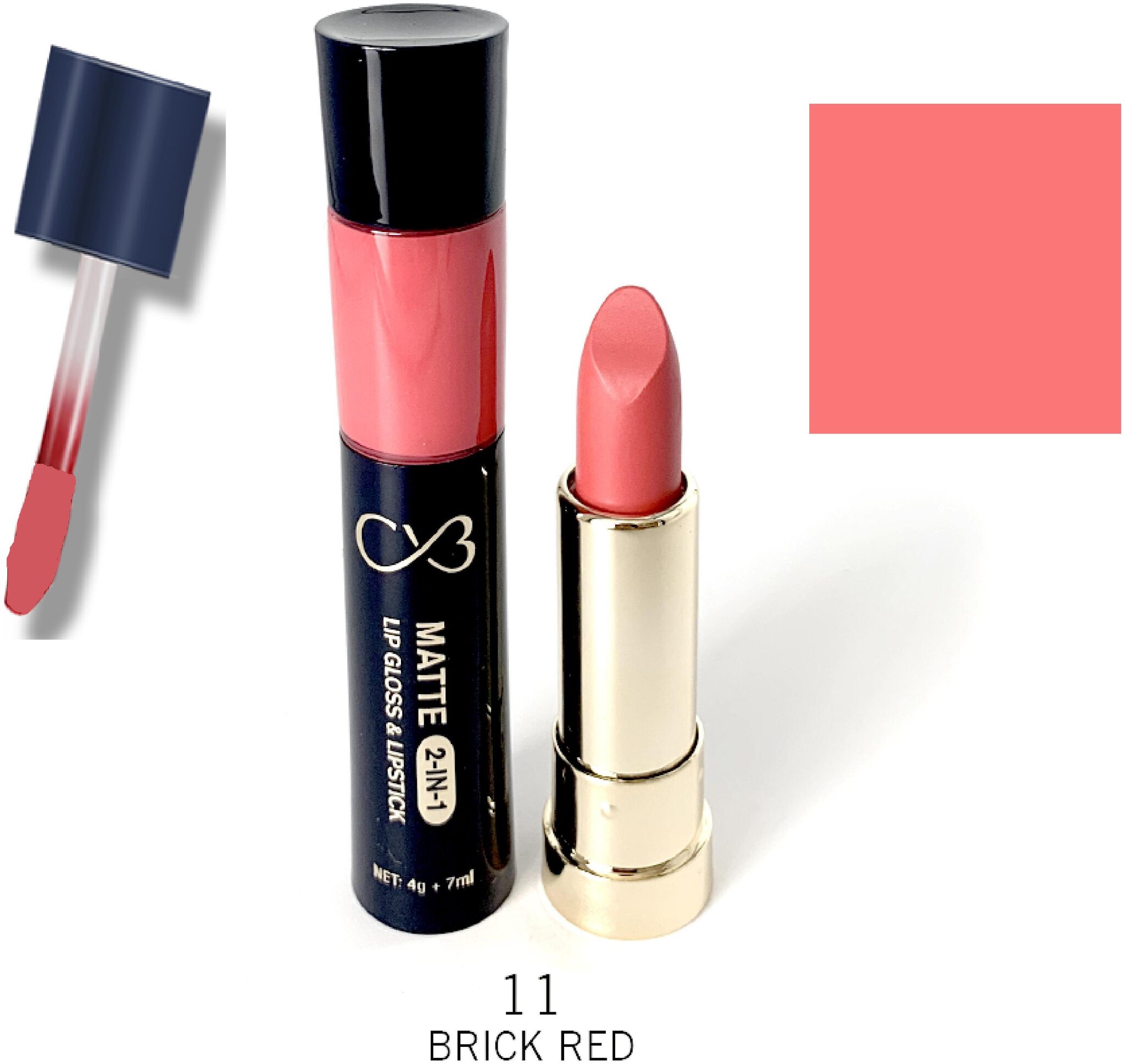 

CVB Paris Matte 2in1 Lipgloss 7ml Lipstick 4g Shade 11 (Pack of 2)