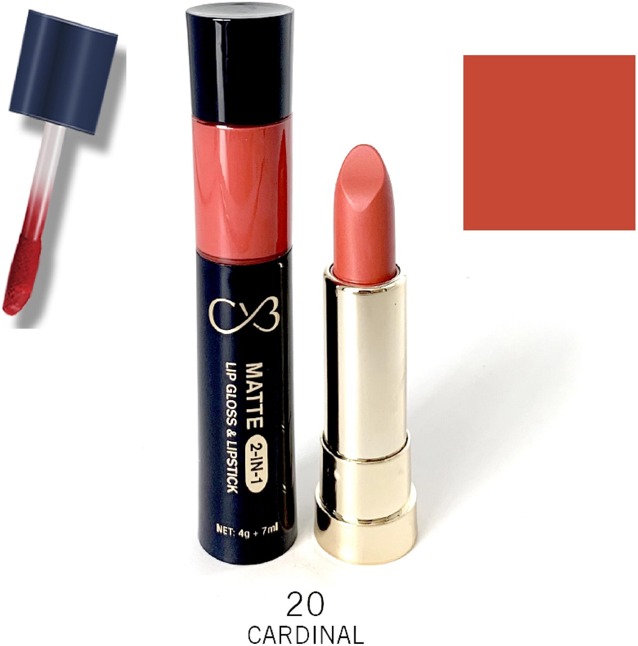 

CVB Paris Matte 2in1 Lipgloss 7ml Lipstick 4g Shade 20 (Color-Red)
