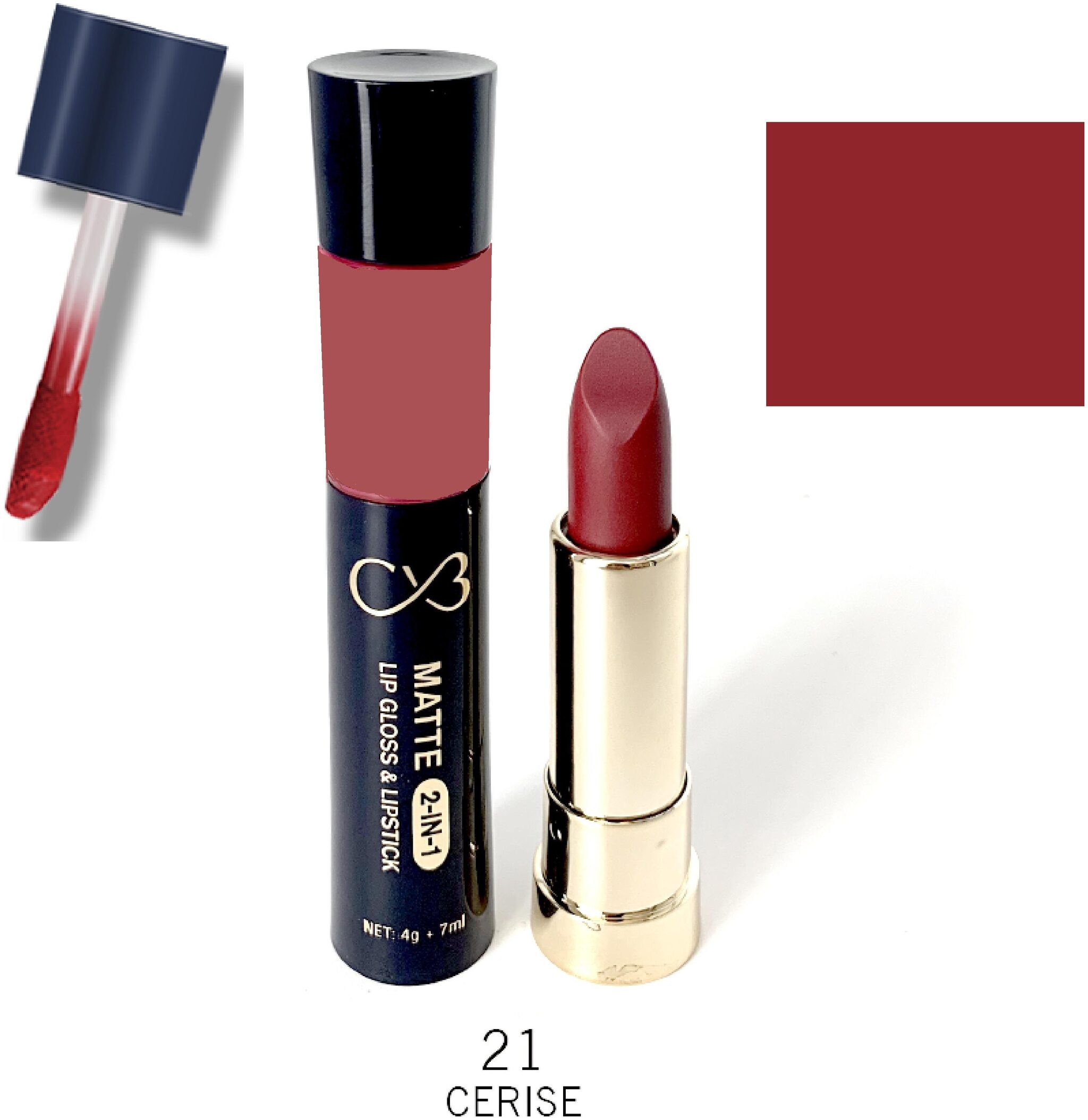 

CVB Paris Matte 2in1 Lipgloss 7ml Lipstick 4g Shade 21 (Pack of 2)