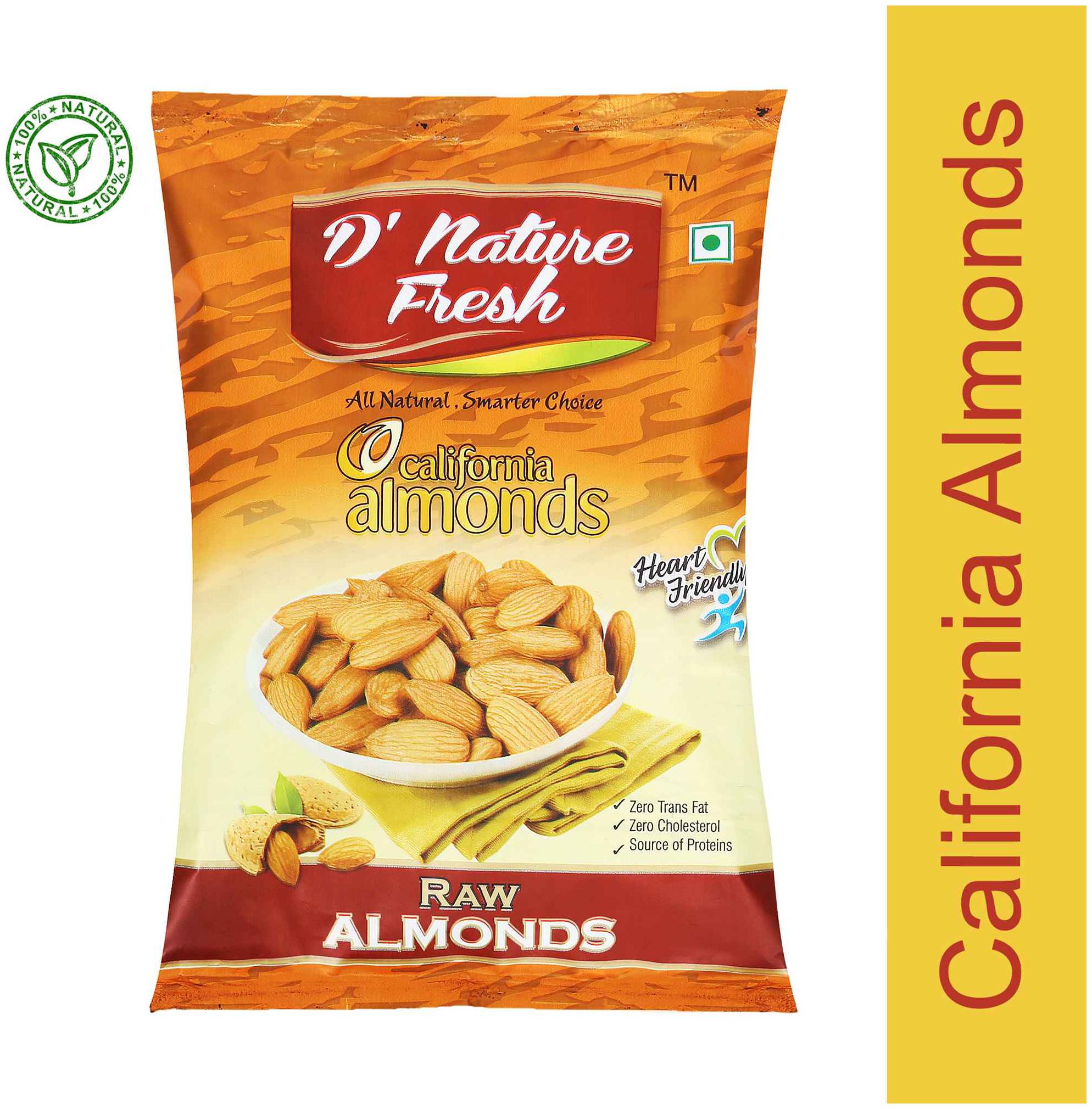 D NATURE FRESH RAW CALIFORNIA ALMONDS 200GMS PACK OF 2(400GMS TOTAL)
