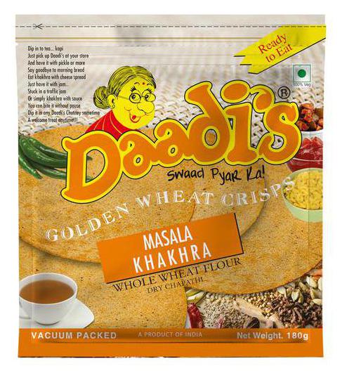 

Daadi S Golden Wheat Crisps - Masala Khakhra (Whole Wheat Flour Dry Chapathi) 180g