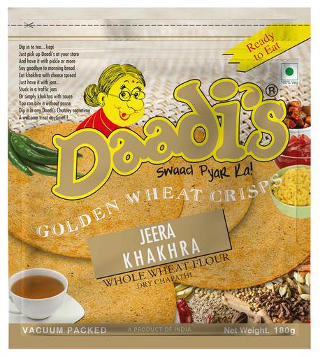 

Daadi S Golden Wheat Crisps - Jeera Khakhra (Whole Wheat Flour Dry Chapathi) 180g