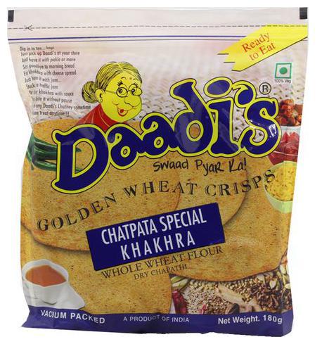 

Daadis Golden Wheat Crisps - Chatpata Spl Khakhra (Whole Wheat Flour Dry Chapathi) 180 g