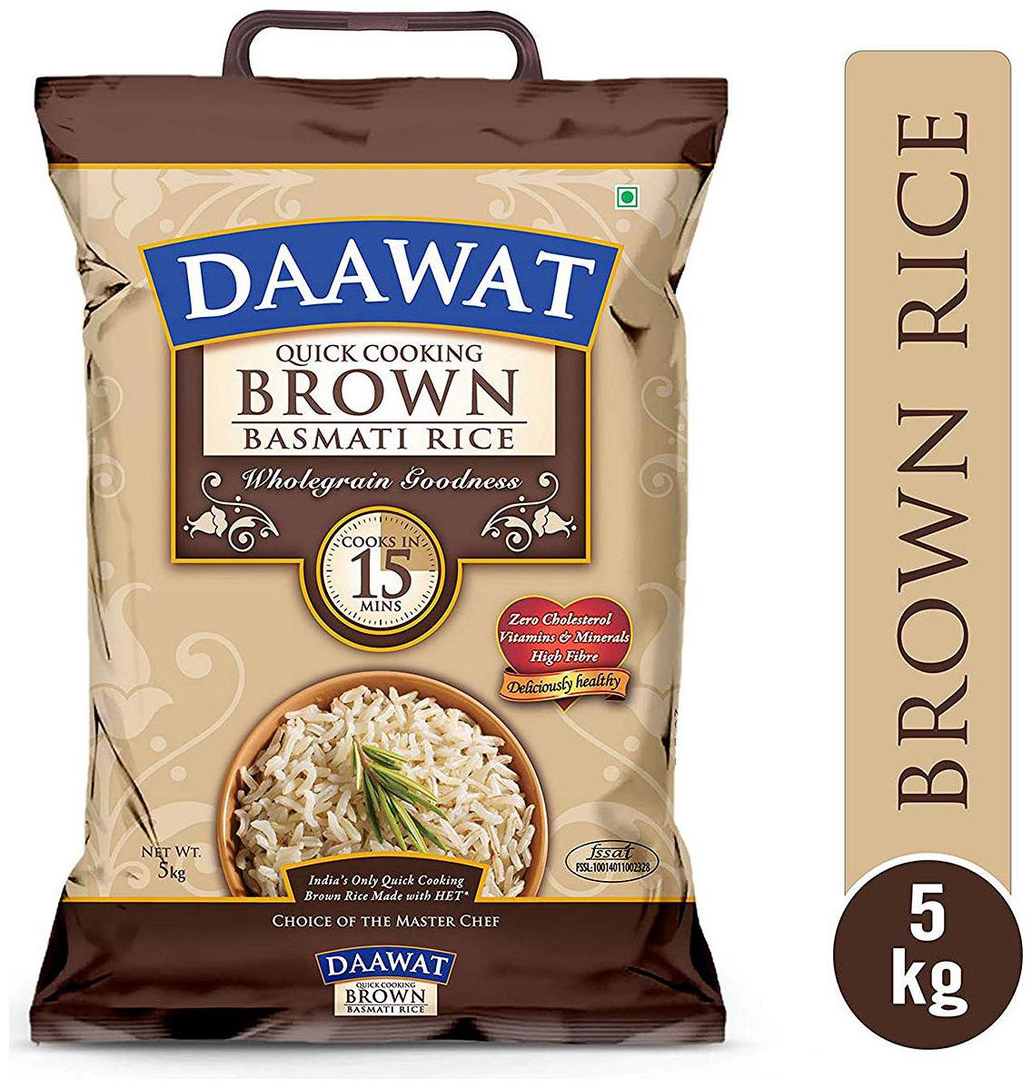 

Daawat Basmati Rice - Brown (Quick Cooking) 5 kg