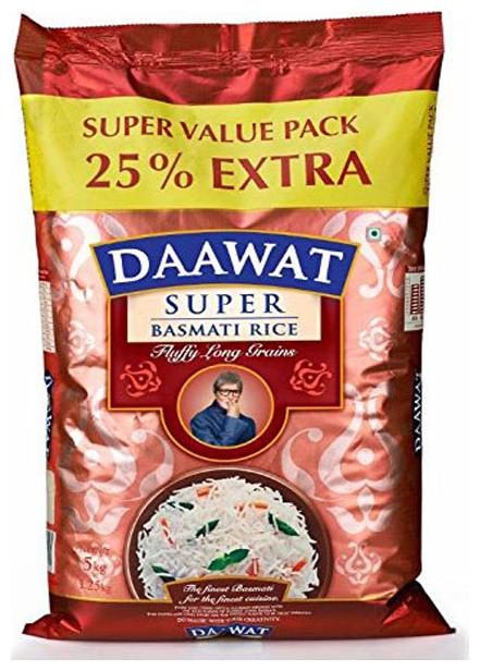 Buy Daawat Super Basmati Rice 5 kg (Extra 25% Free) Online ...