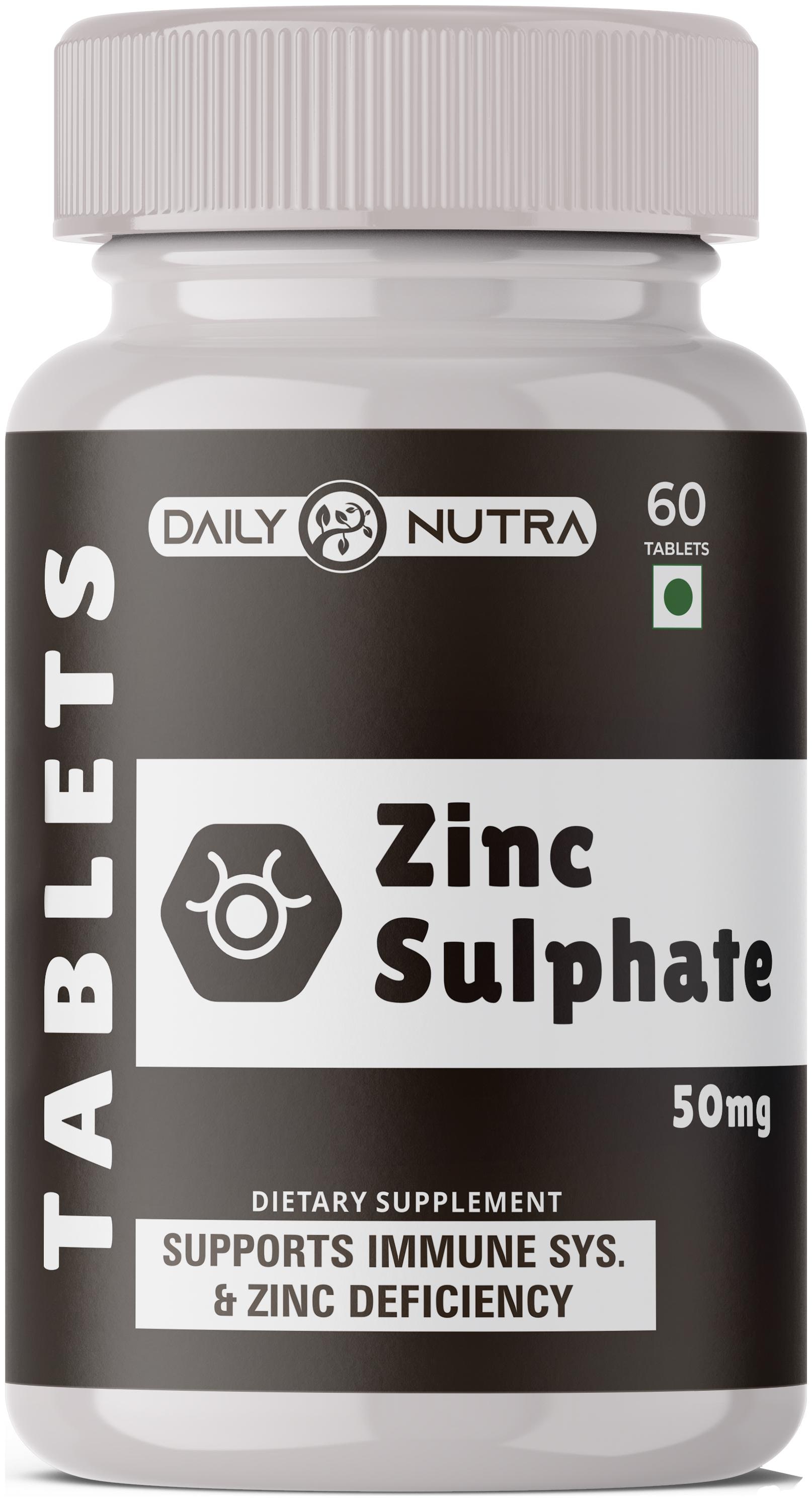

Daily Nutra Zinc Sulphate Supplements 50mg for Men and Women-60 Tablets