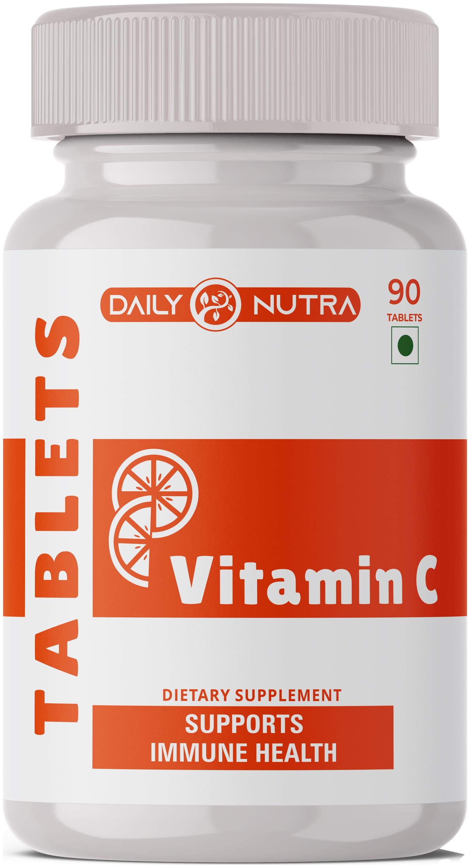 

Daily Nutra natural Vitamin C 1000mg per serving Zinc chewable tablets Works as Powerful immunity booster glowing skin 90 Tablets
