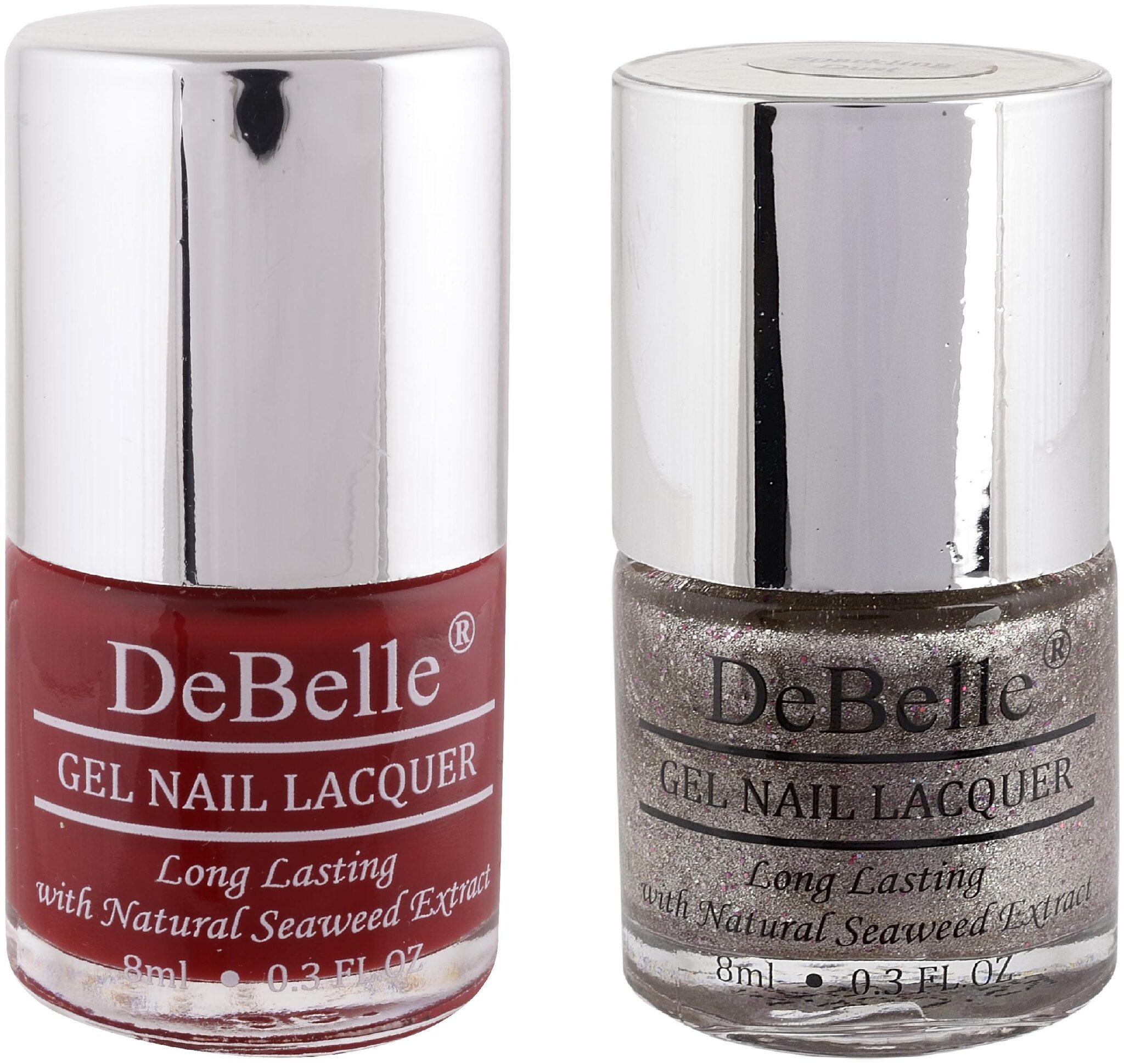 

DeBelle Natural Gel Nail Polish Combo Pack of 2 Moulin Rouge Sparkling Dust(16ml)