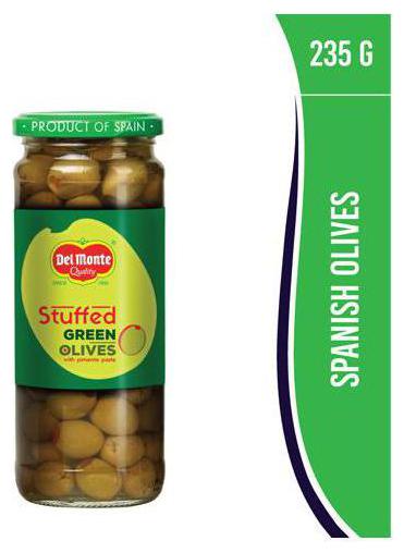 

Del Monte Olives Green Stuffed With Pimento Paste 235 g