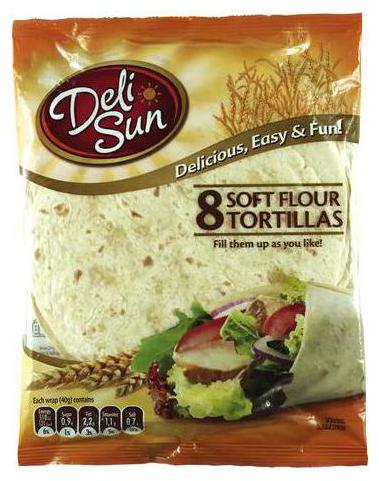 

Deli Sun 8 Plain Tortillas Great Source Of Fiber 320 g