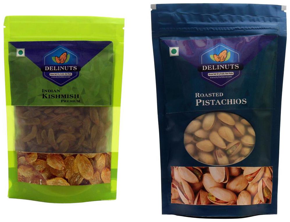 

Delinuts Pista Rosted Kismish Indian (Combo)