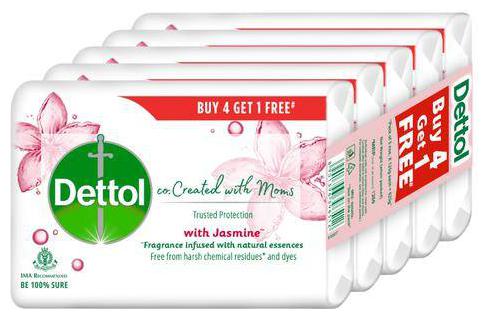 

Dettol Jasmine Bathing Soap - Co-Created With Moms 125 g (Buy 4 Get 1 Free)