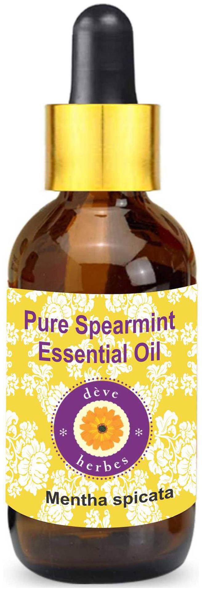 

Deve Herbes Pure Spearmint Essential Oil (Mentha spicata) with Glass Dropper 100 Natural Therapeutic Grade Steam Distilled 100ml