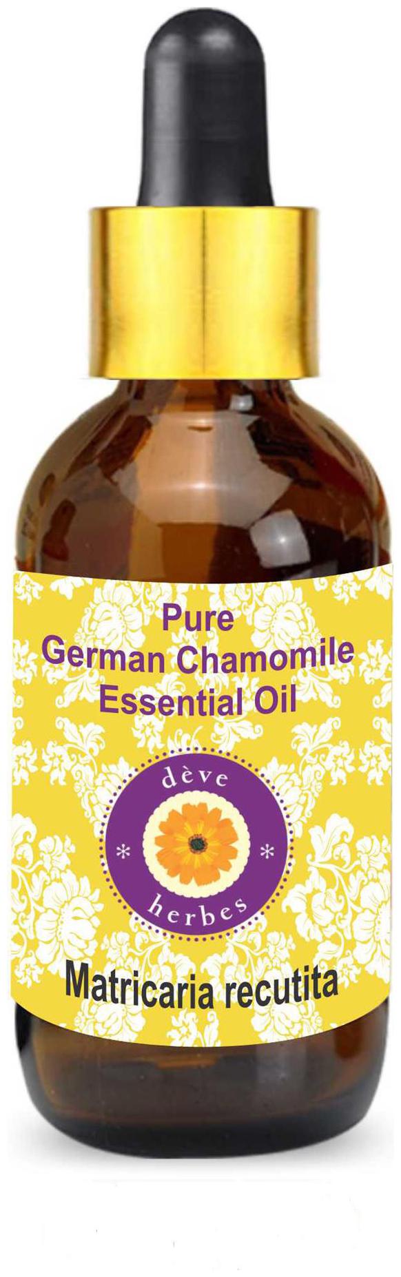 

Deve Herbes Pure German Chamomile Essential Oil (Matricaria recutita) with Glass Dropper 100 Natural Therapeutic Grade Steam Distilled 15ml