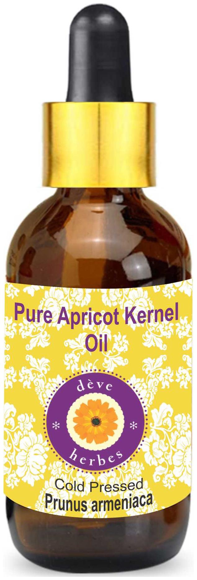 

Deve Herbes Pure Apricot Kernel Oil (Prunus armeniaca) with Glass Dropper 100 Natural Therapeutic Grade Cold Pressed 50ml