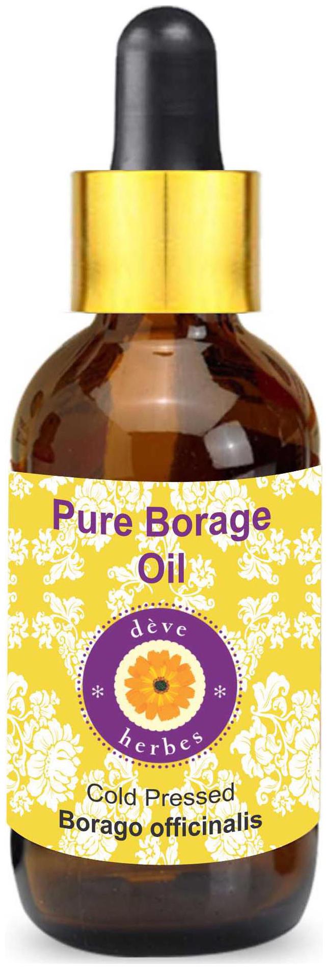 

Deve Herbes Pure Borage Oil (Borago officinalis) with Glass Dropper 100 Natural Therapeutic Grade Cold Pressed 15ml