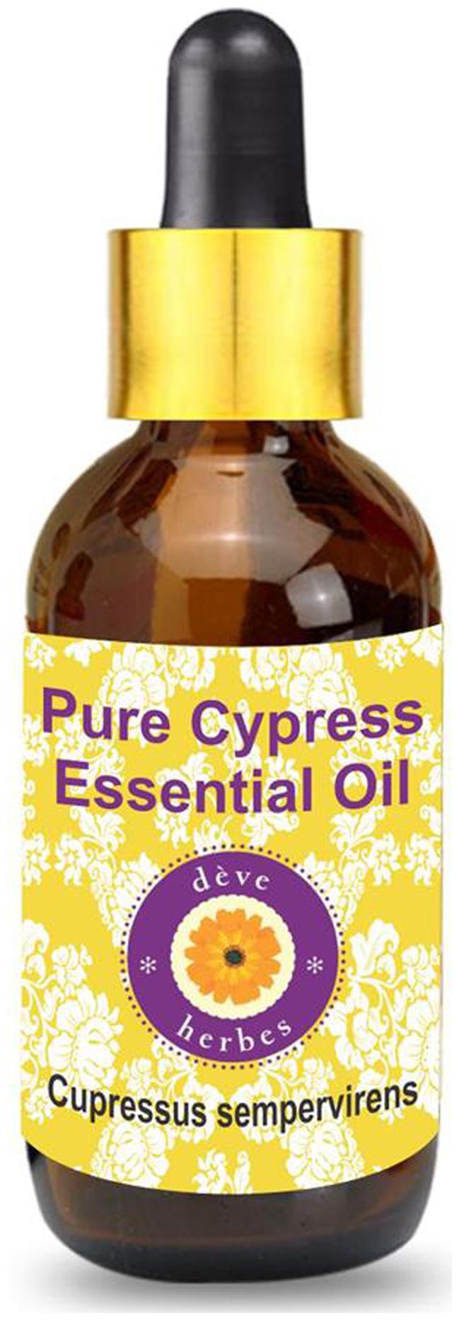 

Deve Herbes Pure Cypress Essential Oil (Cupressus sempervirens) with Glass Dropper 100 Natural Therapeutic Grade Steam Distilled 50ml