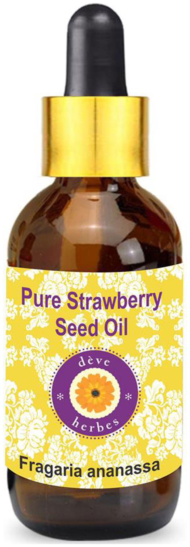 

Deve Herbes Pure Strawberry Seed Oil (Fragaria ananassa) with Glass Dropper 100 Natural Therapeutic Grade 15ml