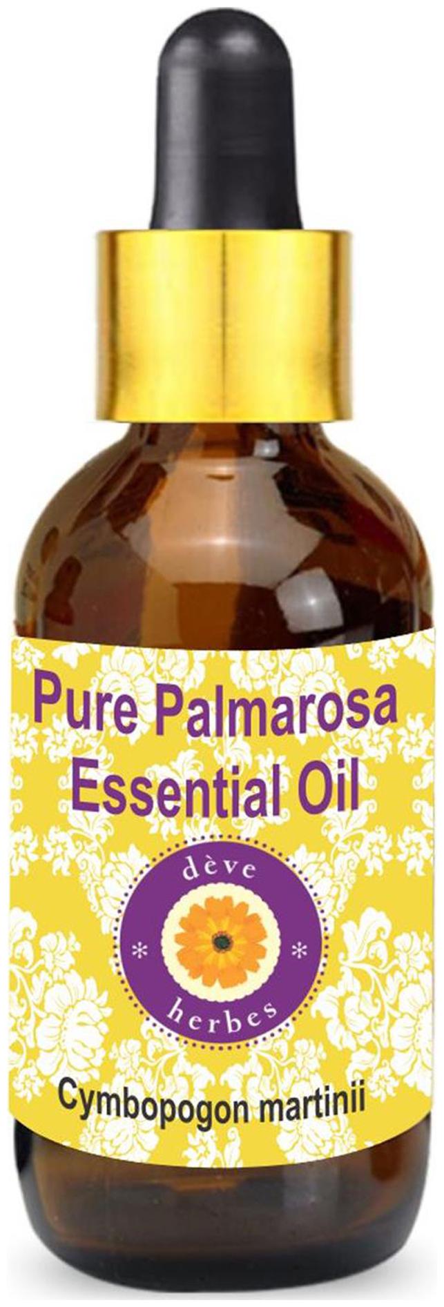 

Deve Herbes Pure Palmarosa Essential Oil (Cymbopogon martinii) with Glass Dropper 100 Natural Therapeutic Grade Steam Distilled 50ml