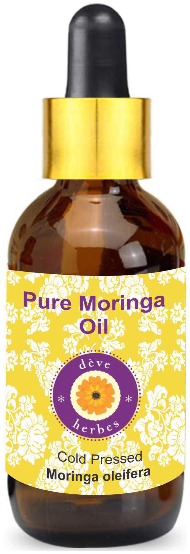 

Deve Herbes Pure Moringa Oil (Moringa oleifera) with Glass Dropper 100 Natural Therapeutic Grade Cold Pressed 15ml