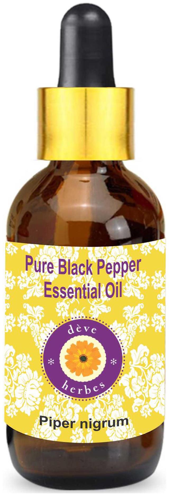 

Deve Herbes Pure Black Pepper Essential Oil (Piper nigrum) with Glass Dropper 100 Natural Therapeutic Grade Steam Distilled 30ml
