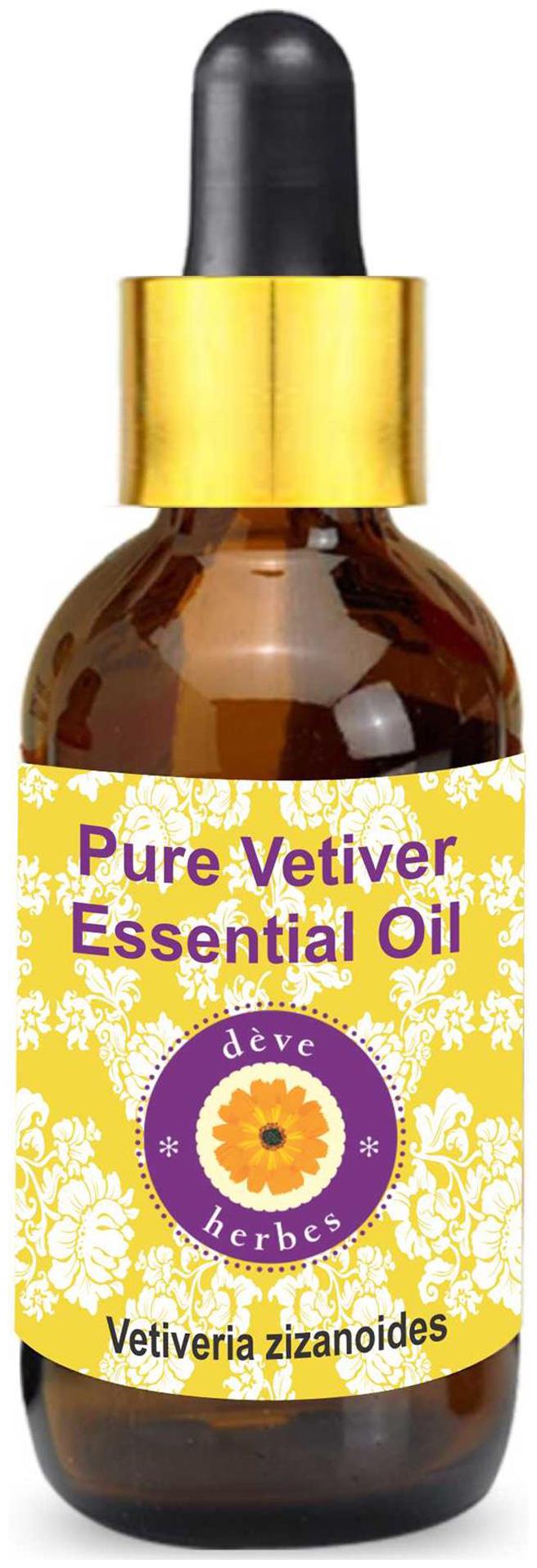 

Deve Herbes Pure Vetiver Essential Oil (Vetiveria zizanoides) with Glass Dropper 100 Natural Therapeutic Grade Steam Distilled 50ml