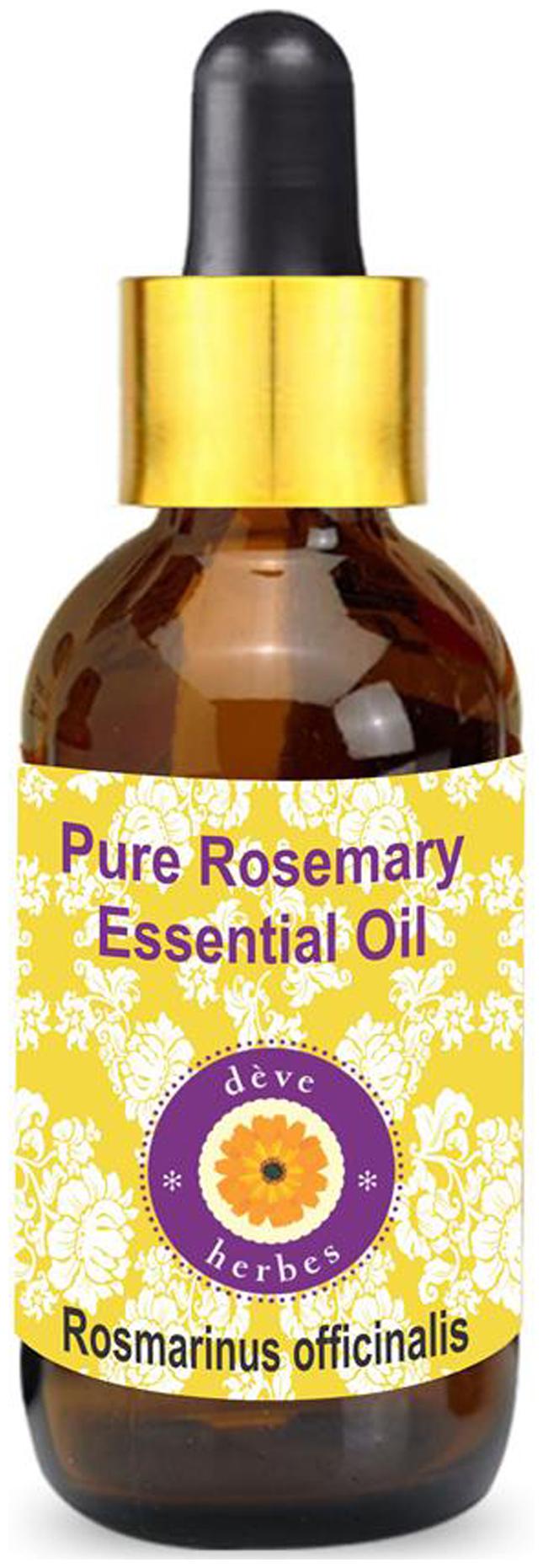 

Deve Herbes Pure Rosemary Essential Oil (Rosmarinus officinalis) with Glass Dropper 100 Natural Therapeutic Grade Steam Distilled 30ml