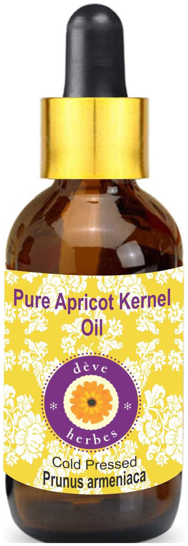 

Deve Herbes Pure Apricot Kernel Oil (Prunus armeniaca) with Glass Dropper 100 Natural Therapeutic Grade Cold Pressed 15ml