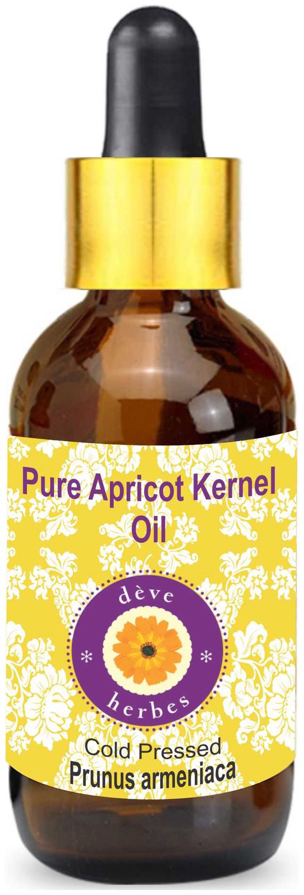 

Deve Herbes Pure Apricot Kernel Oil (Prunus armeniaca) with Glass Dropper 100 Natural Therapeutic Grade Cold Pressed 100ml