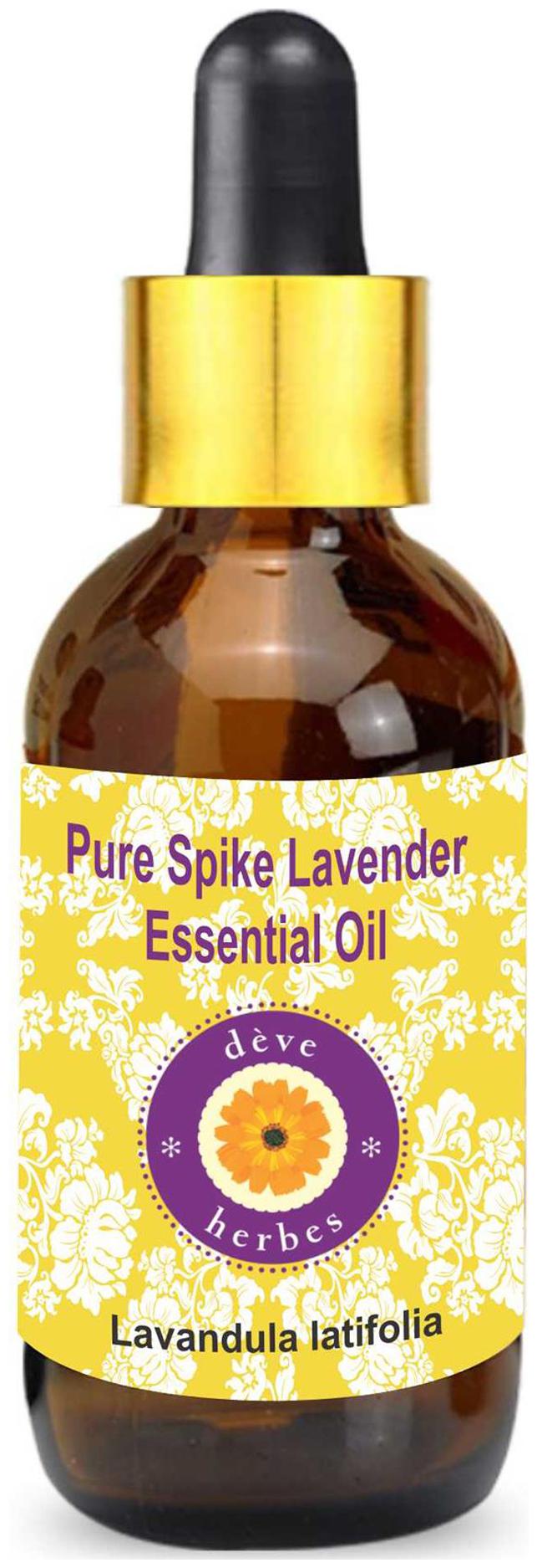 

Deve Herbes Pure Spike Lavender Essential Oil (Lavandula latifolia) with Glass Dropper 100 Natural Therapeutic Grade Steam Distilled 15ml