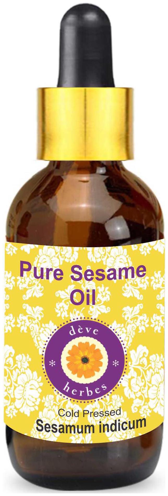 

Deve Herbes Pure Sesame Oil (Sesamum indicum) with Glass Dropper 100 Natural Therapeutic Grade Cold Pressed 100ml