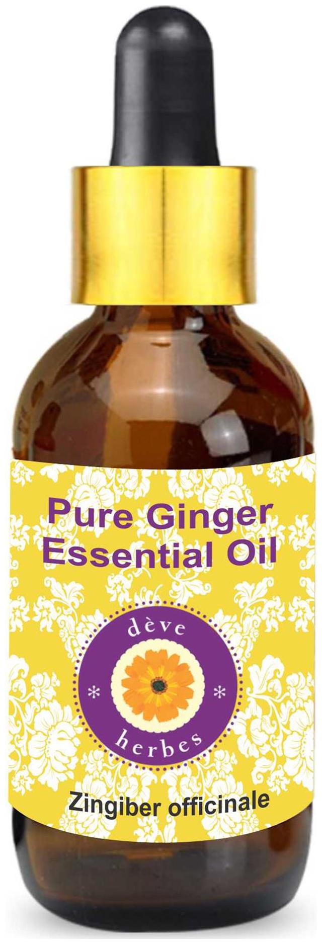 

Deve Herbes Pure Ginger Essential Oil (Zingiber officinale) with Glass Dropper 100 Natural Therapeutic Grade Steam Distilled 30ml