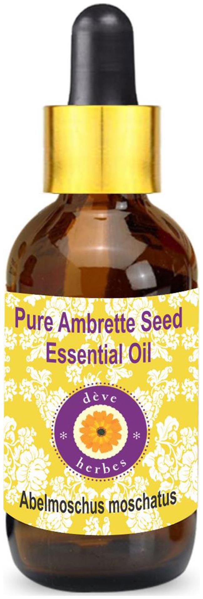 

Deve Herbes Pure Ambrette Seed Essential Oil (Abelmoschus moschatus) with Glass Dropper 100 Natural Therapeutic Grade Steam Distilled 15ml