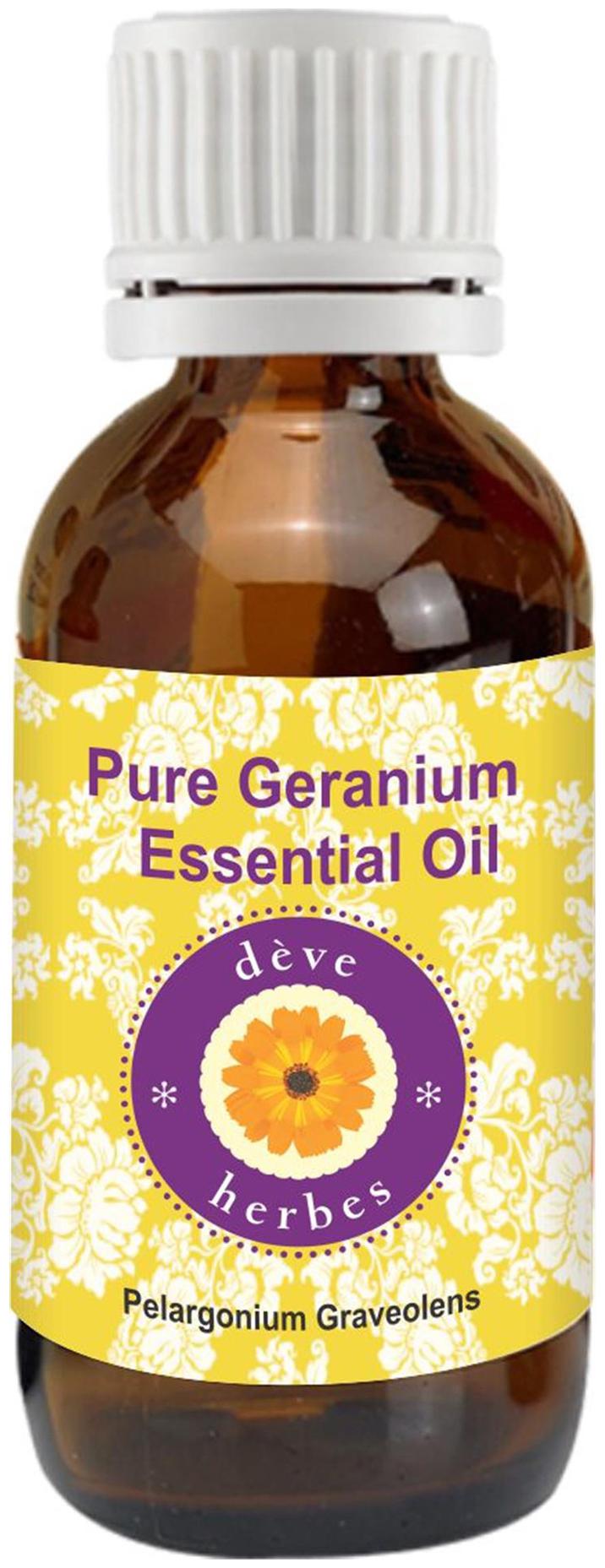 

Deve Herbes Pure Geranium Essential Oil (Pelargonium graveolens) 100 Natural Therapeutic Grade Steam Distilled 50ml