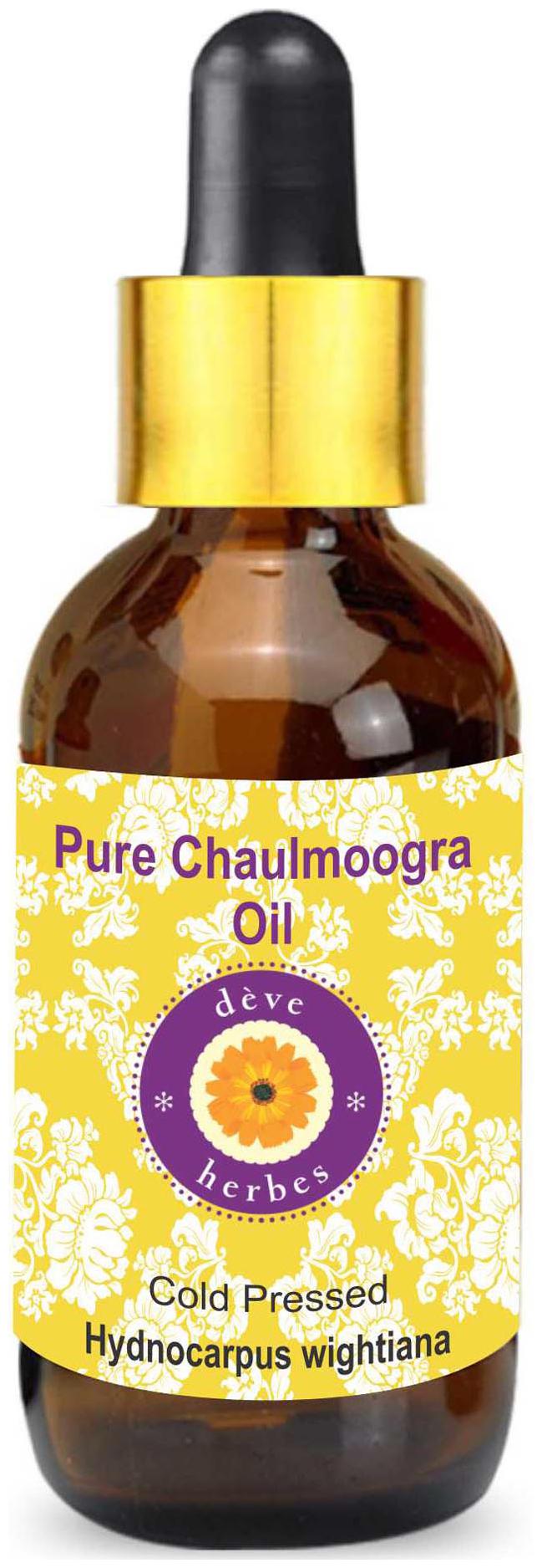 

Deve Herbes Pure Chaulmoogra Oil (Hydnocarpus wightiana) with Glass Dropper 100 Natural Therapeutic Grade Cold Pressed 30ml