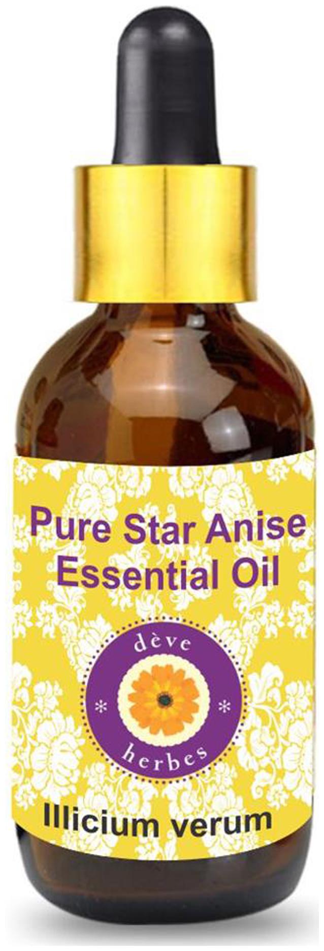 

Deve Herbes Pure Star Anise Essential Oil (lllicium verum) with Glass Dropper 100 Natural Therapeutic Grade Steam Distilled 15ml