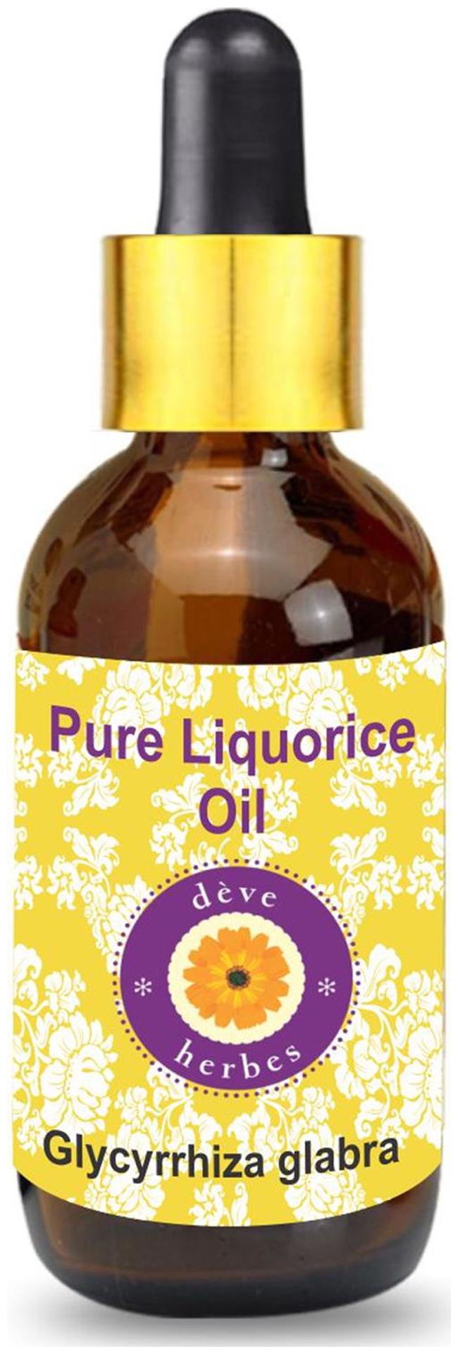 

Deve Herbes Pure Liquorice (Licorice) Oil (Glycyrrhiza glabra) with Glass Dropper 100 Natural Therapeutic Grade 100ml
