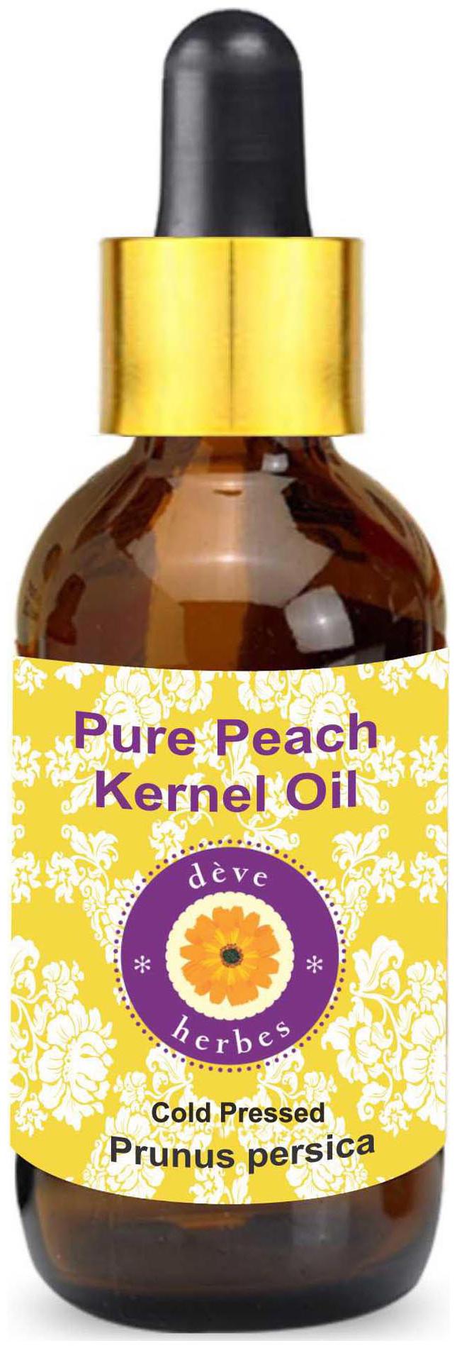 

Deve Herbes Pure Peach Kernel Oil (Prunus persica) with Glass Dropper 100 Natural Therapeutic Grade Cold Pressed 50ml